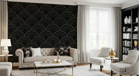 Dramatic dark waves texture of the Black Charcoal Waves Wall Mural.