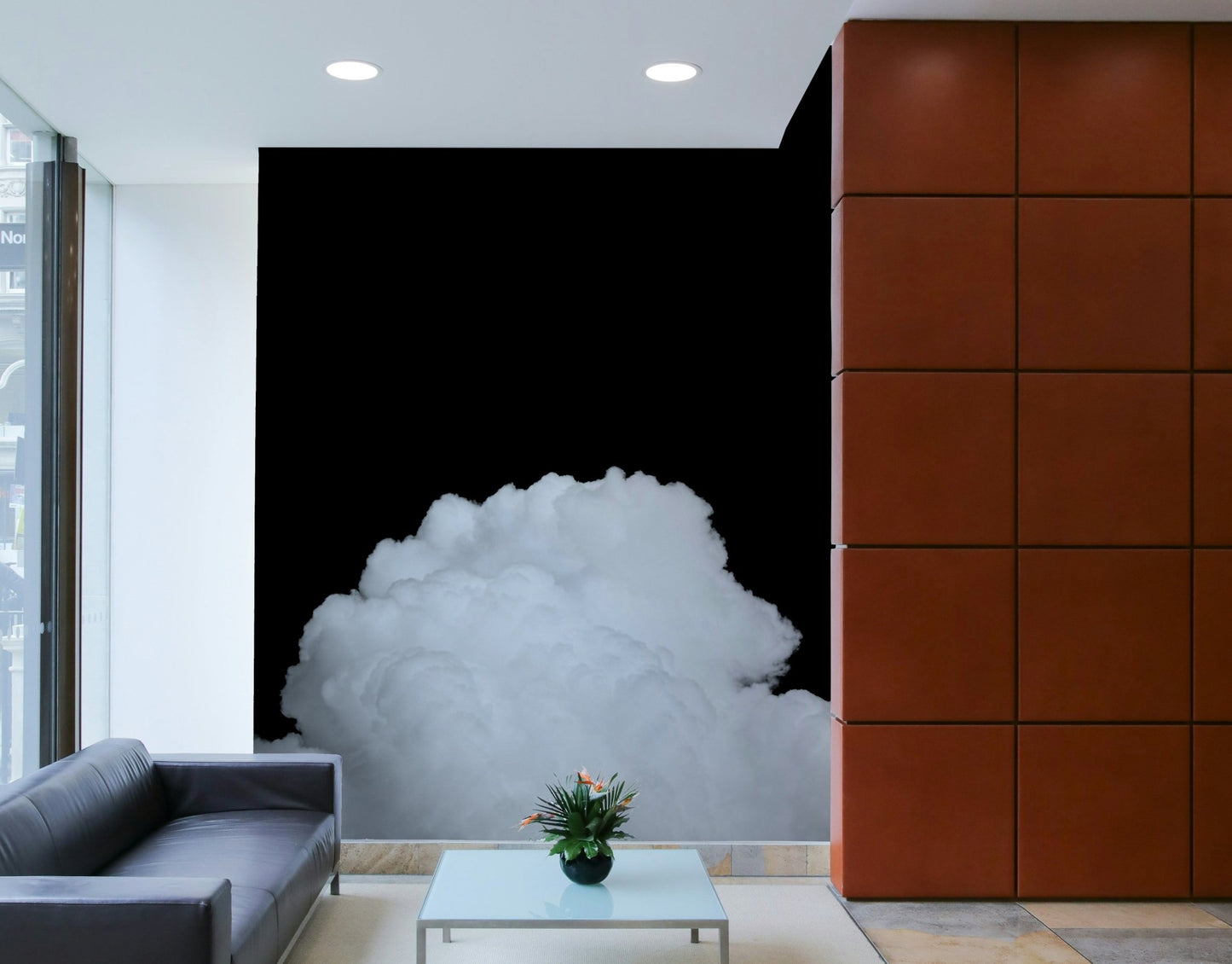 Plume of cloud lifts into empty black, a black-and-white wall mural GD4844
