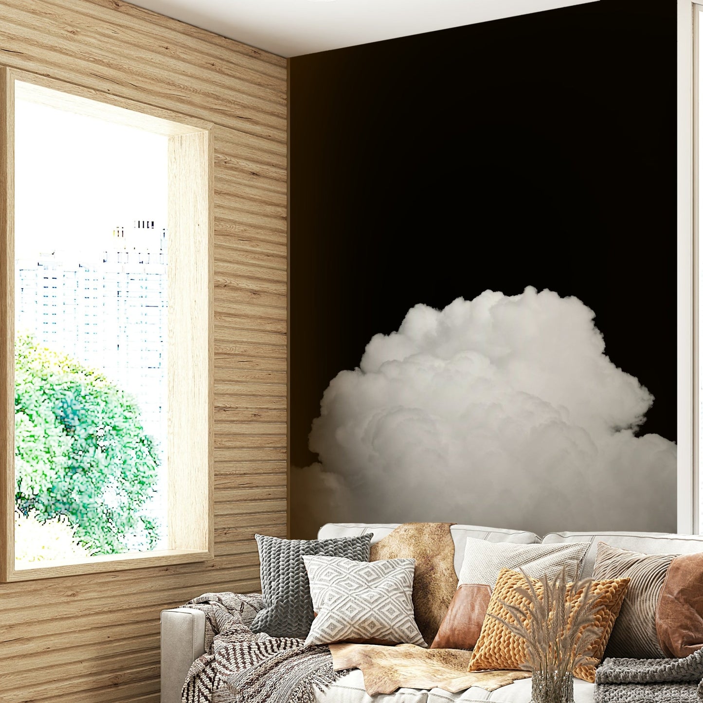 Graphite dark caps a rounded cloud, the Black Clouds II wall mural GD4844

