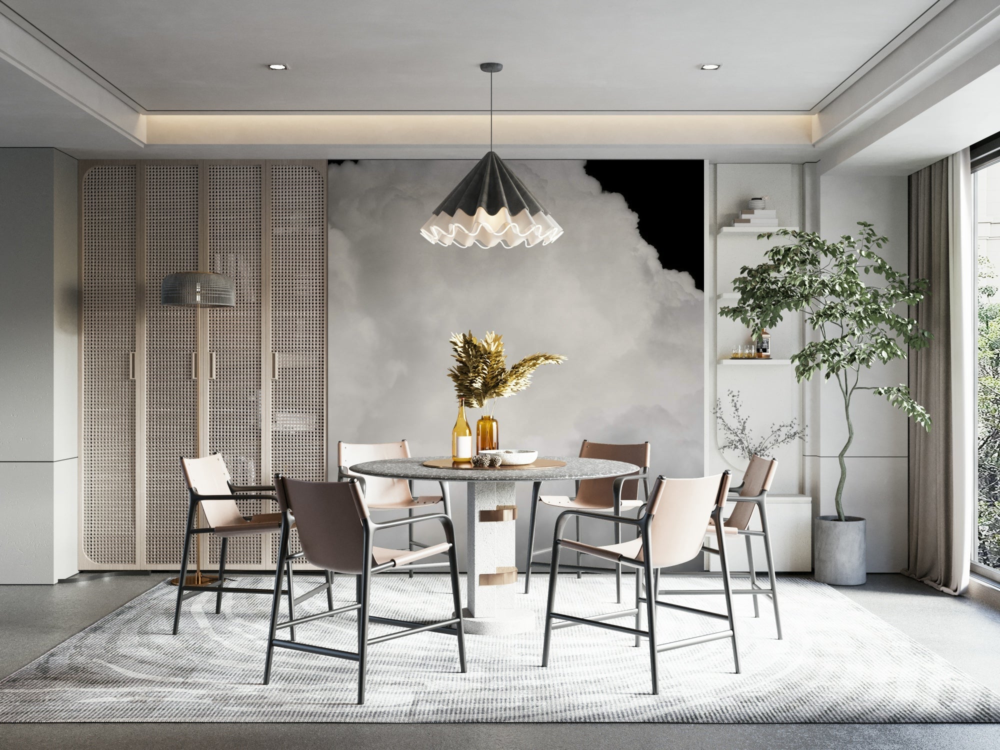 Towering white cloud rises on a black sky, the Black Clouds III wall mural GD4843
