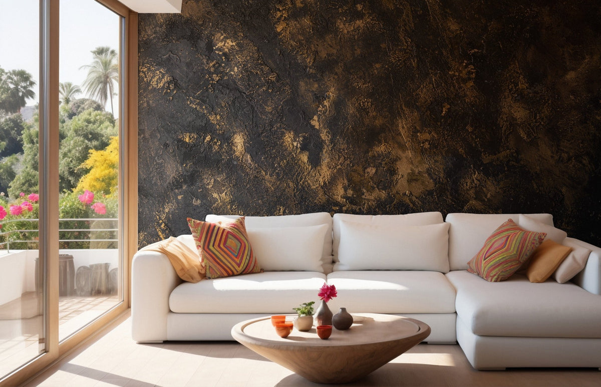 Elegant black gold textured wallpaper B228