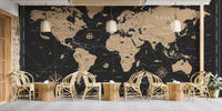 Black and gold map mural with vintage flair B109
