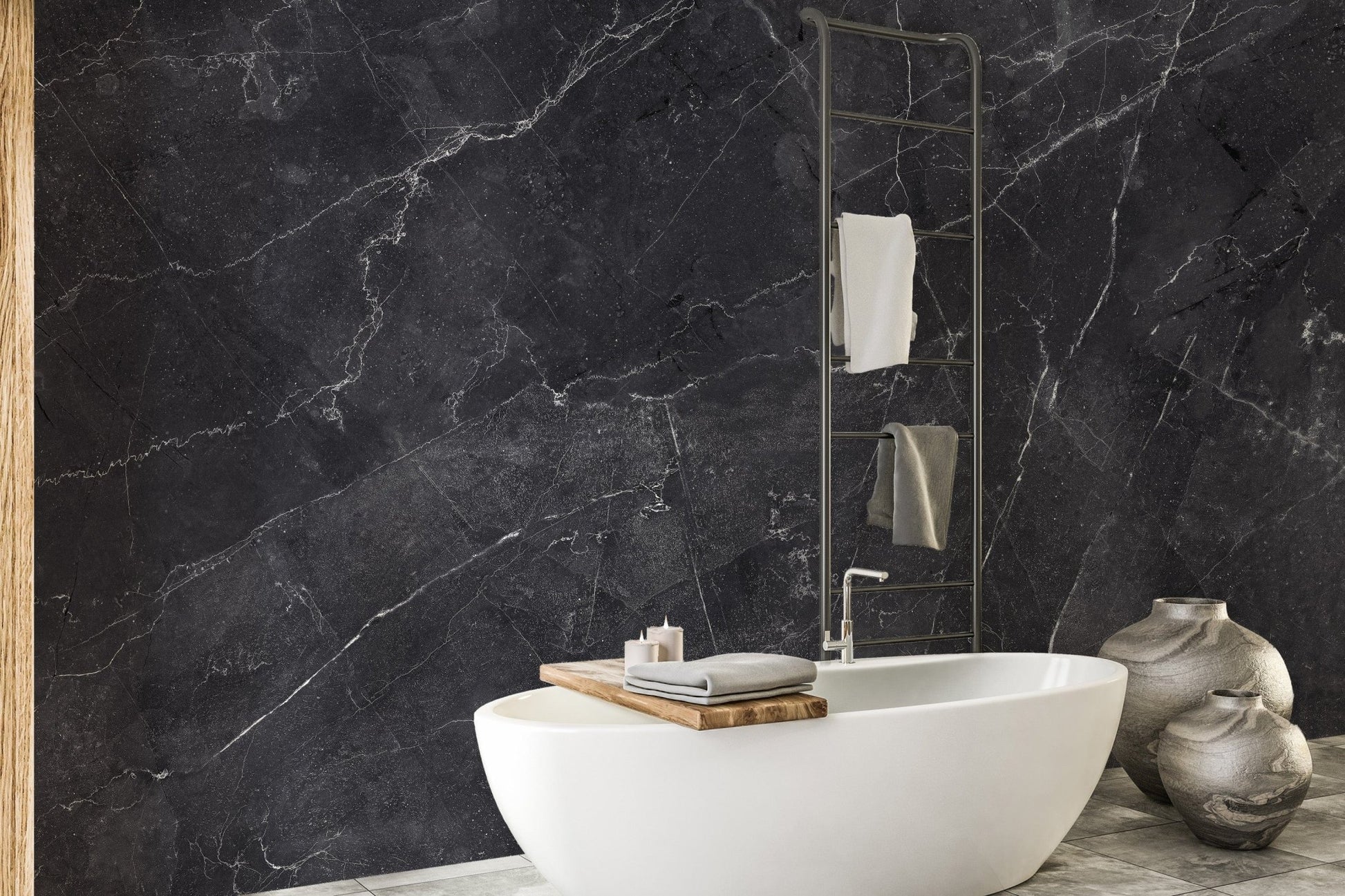 Black Gray Marble Wallpaper Mural - Giffywalls