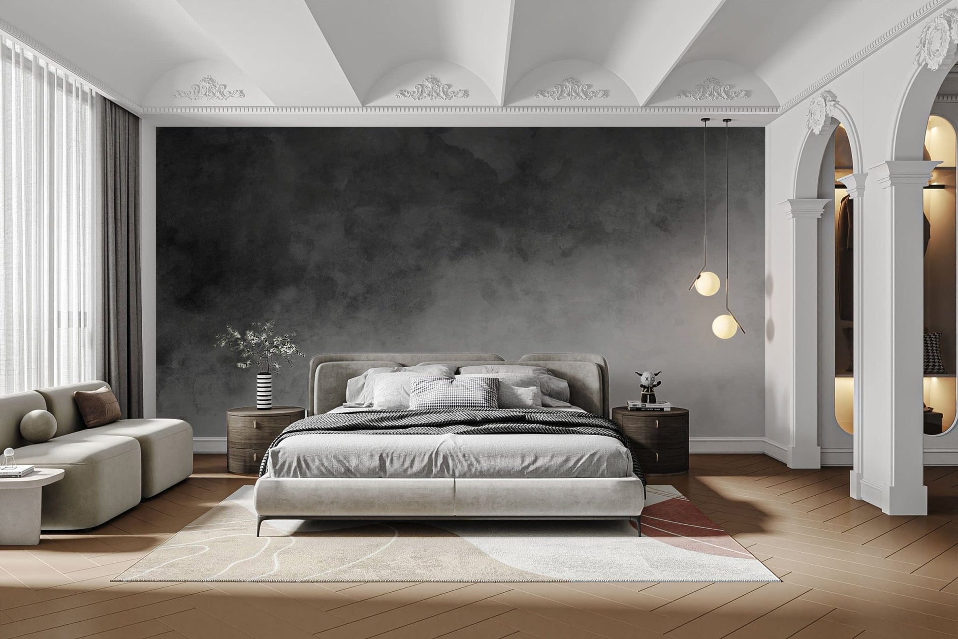 Abstract black and gray gradient wall mural ombre-05
