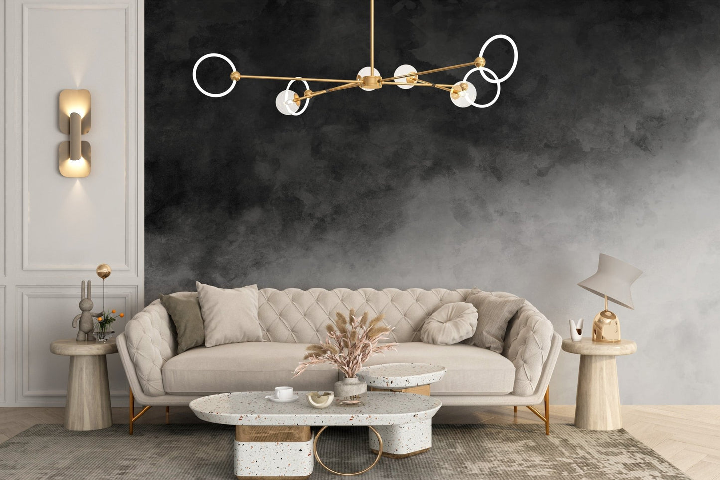 Black & Gray Watercolor Gradient Wallpaper Mural - Giffywalls ombre-05