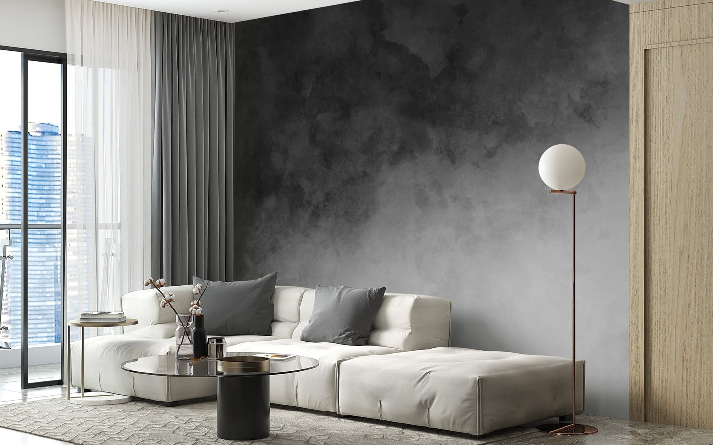 Black & Gray Watercolor Gradient Wallpaper Mural - Giffywalls ombre-05