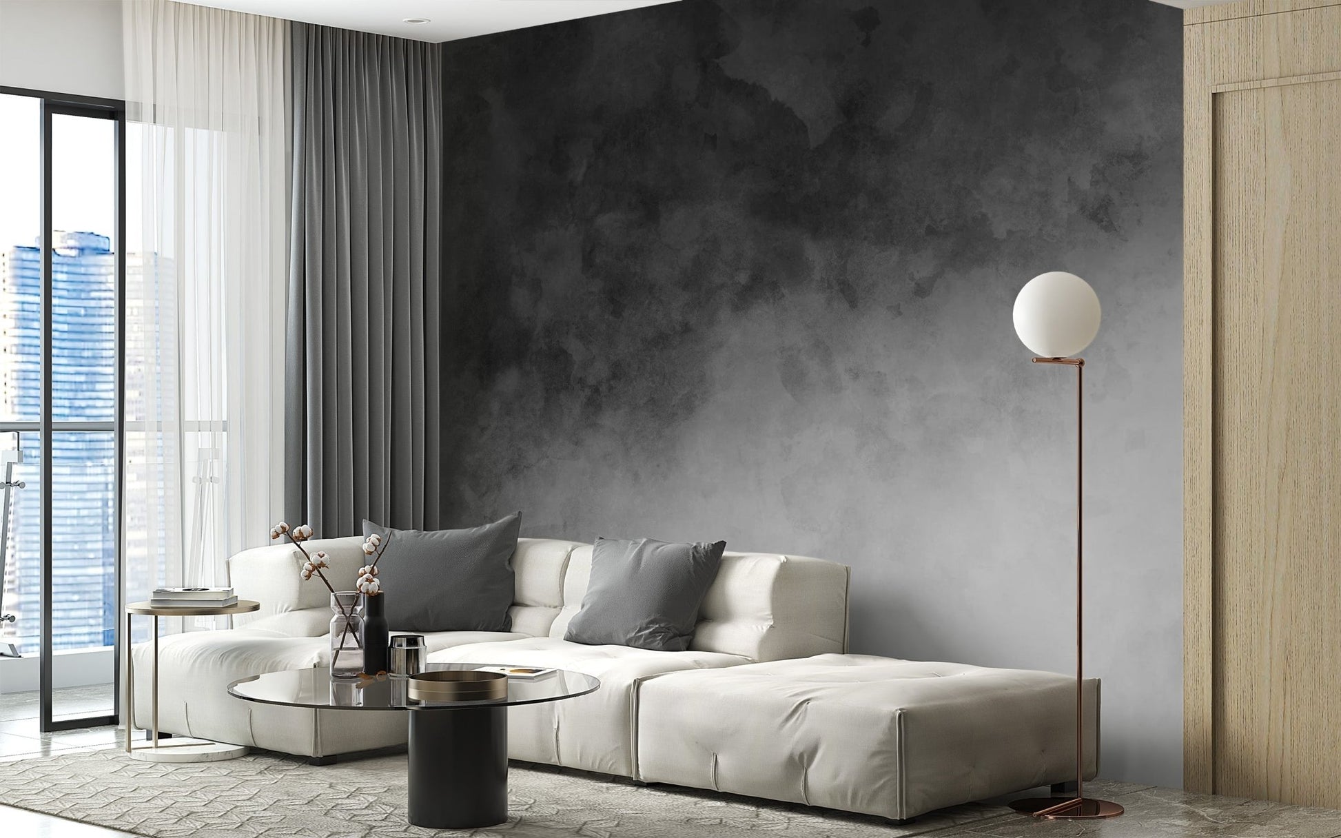 Black & Gray Watercolor Gradient Wallpaper Mural - Giffywalls ombre-05