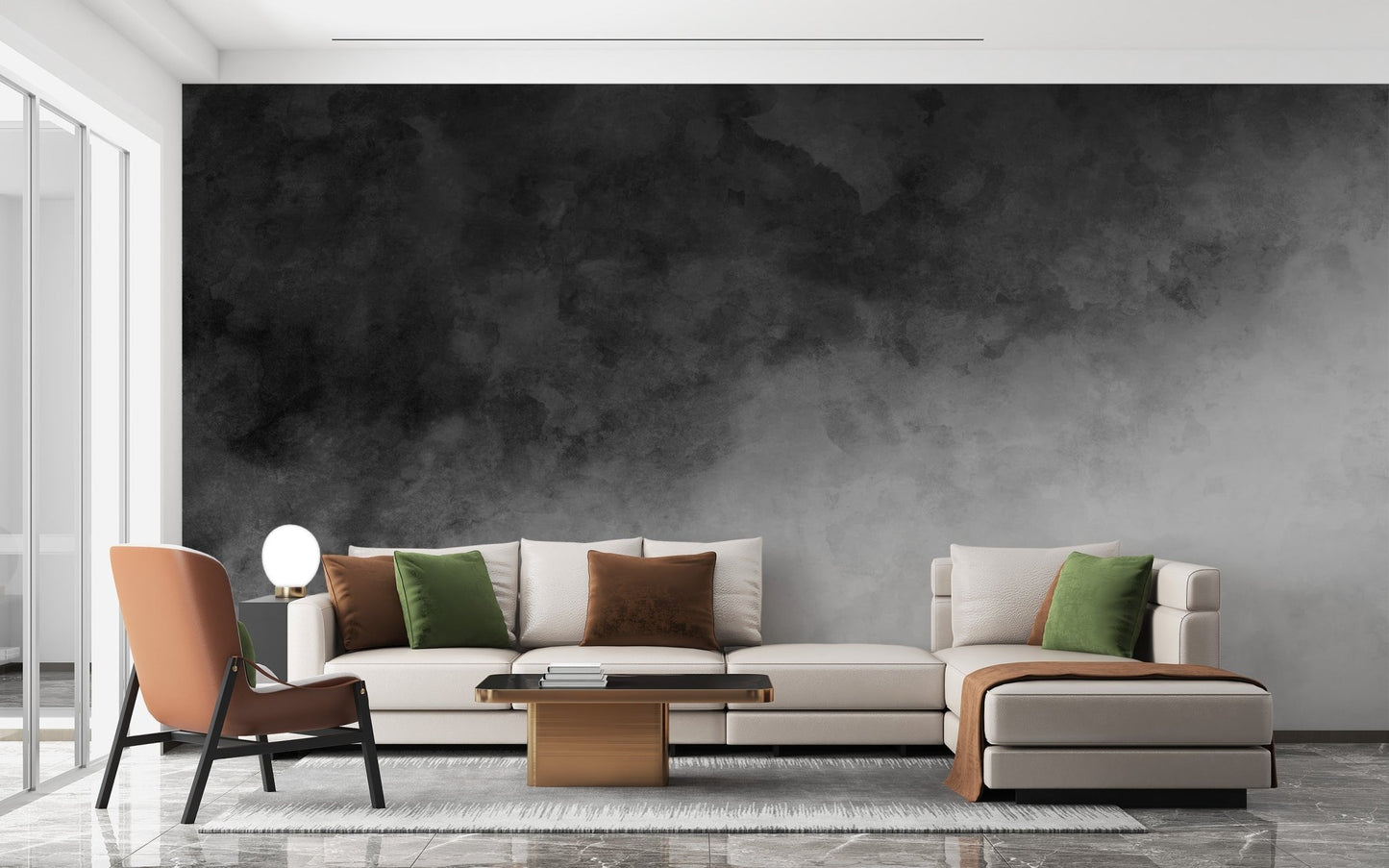 Black & Gray Watercolor Gradient Wallpaper Mural - Giffywalls ombre-05