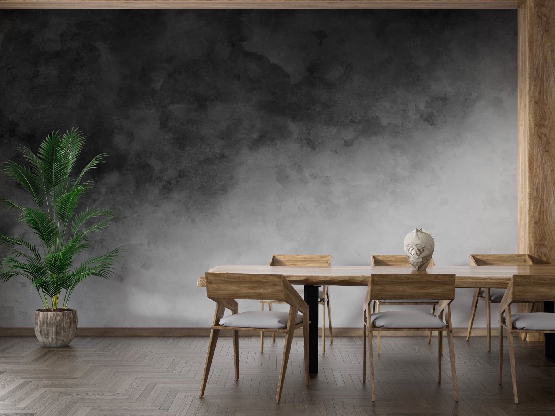 Watercolor style black to gray wallpaper mural ombre-05
