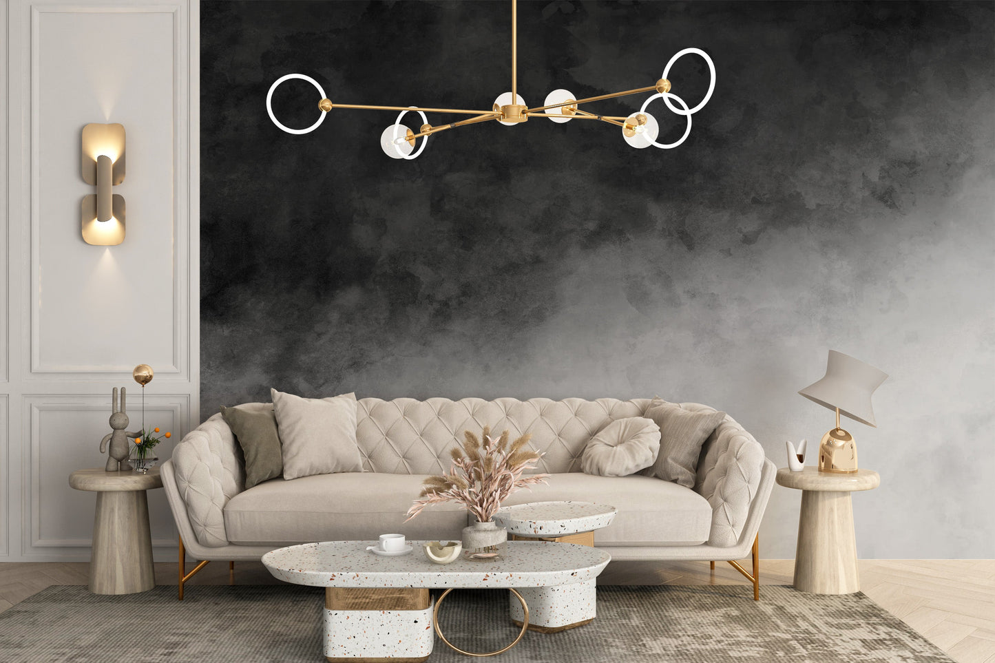 Black & Gray Watercolor Gradient Wallpaper Mural - Giffywalls