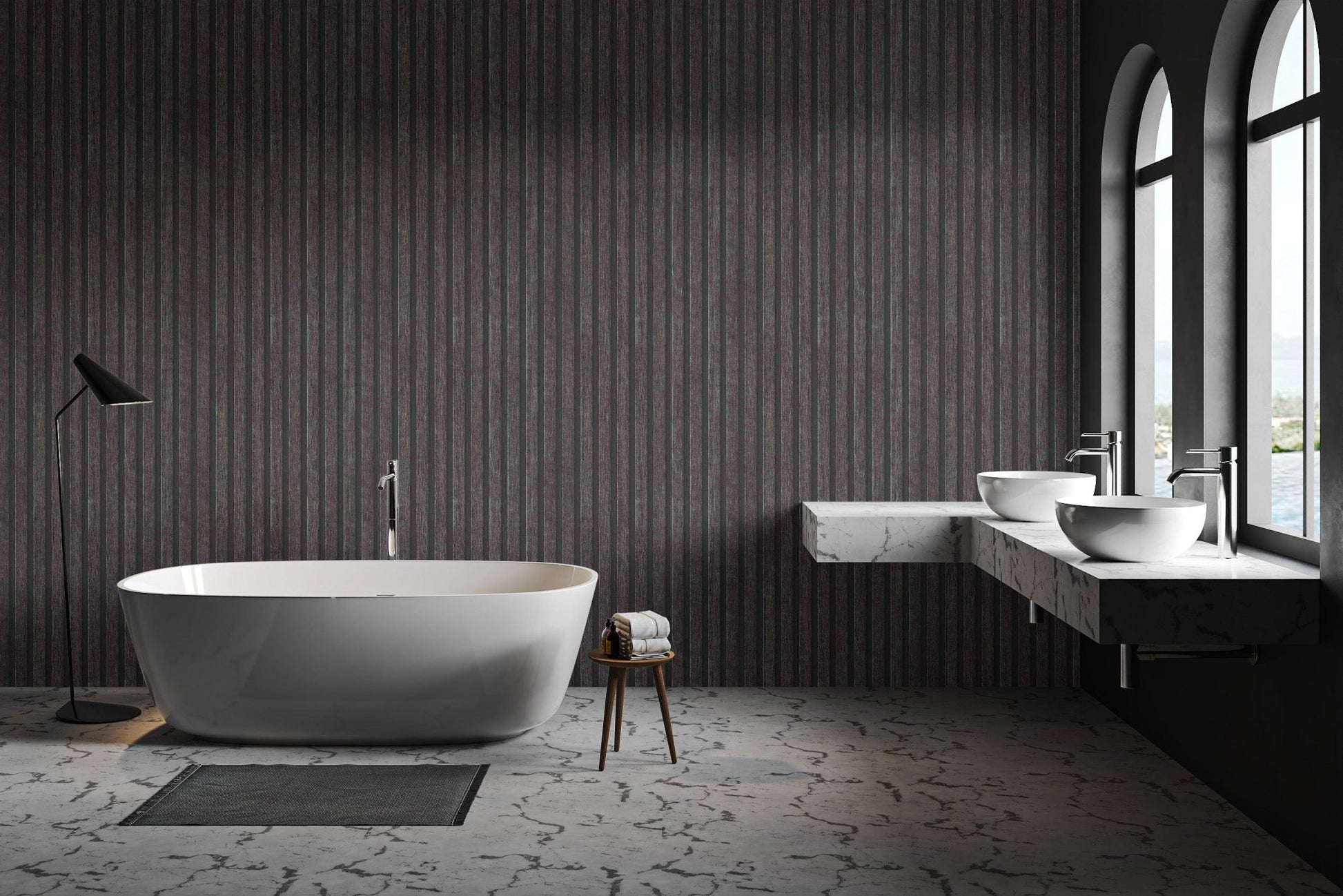 Rustic Black Wood Stripe Wall Covering
