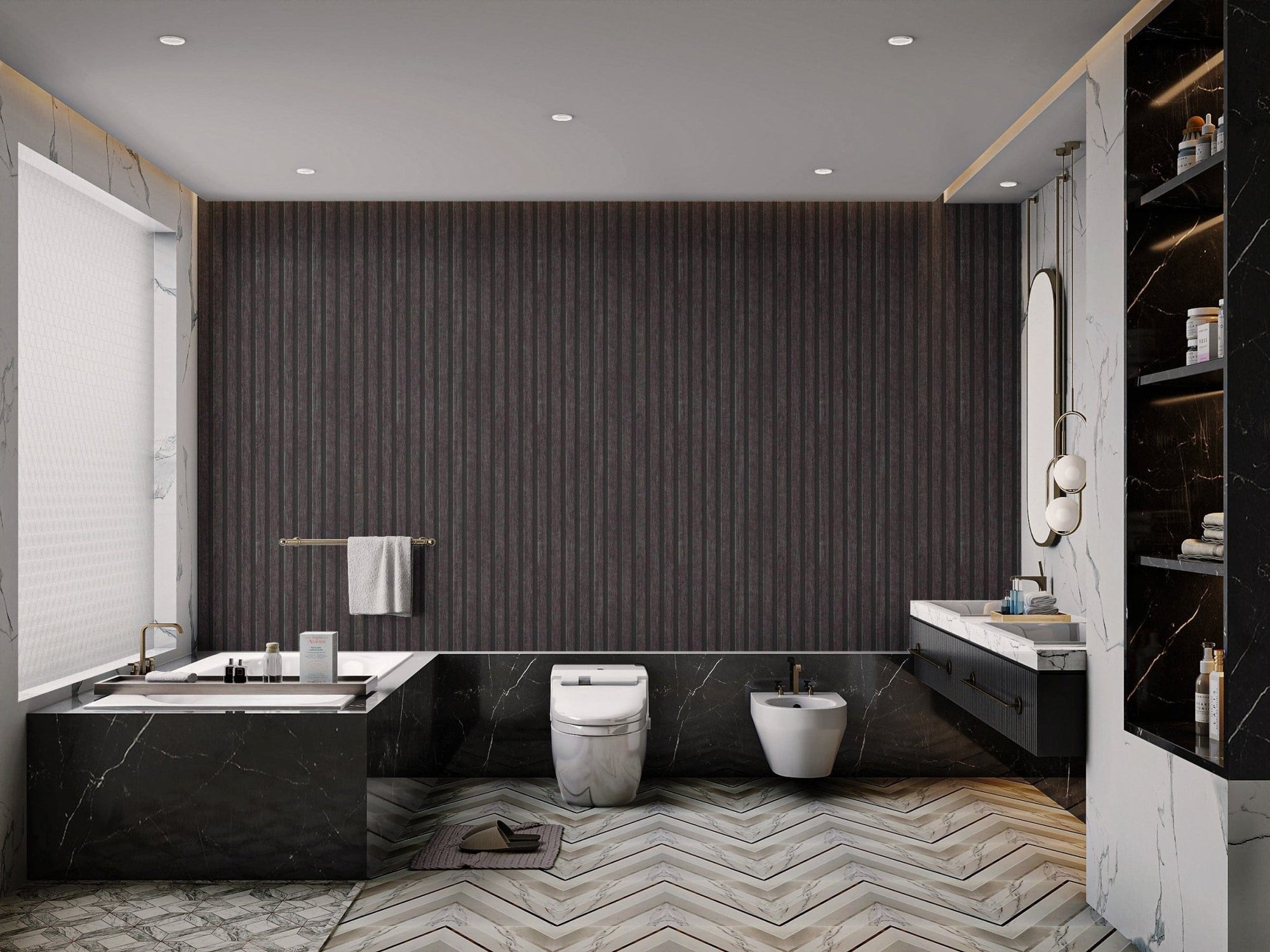 Bold Black Vertical Striped Wallpaper B926
