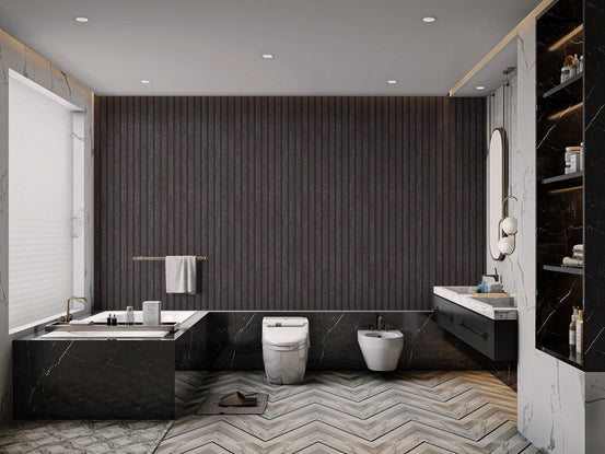 Bold Black Vertical Striped Wallpaper B926
