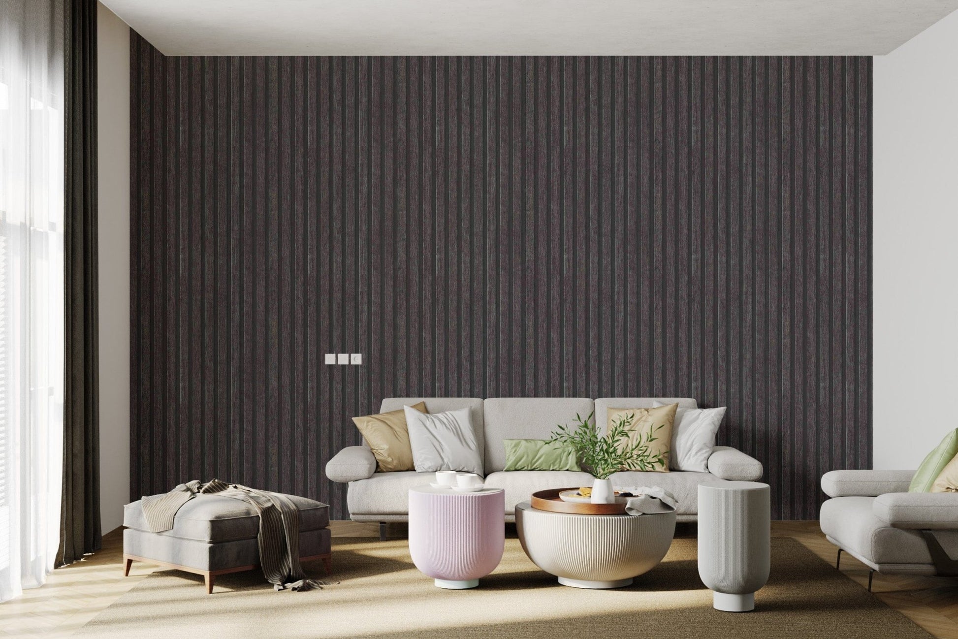 Black Grunge Wood Stripe Wallpaper