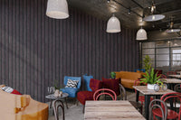 Dark Wood Panel Striped Wallpaper
