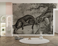 Elegant Black Leopard Wallpaper Design A556

