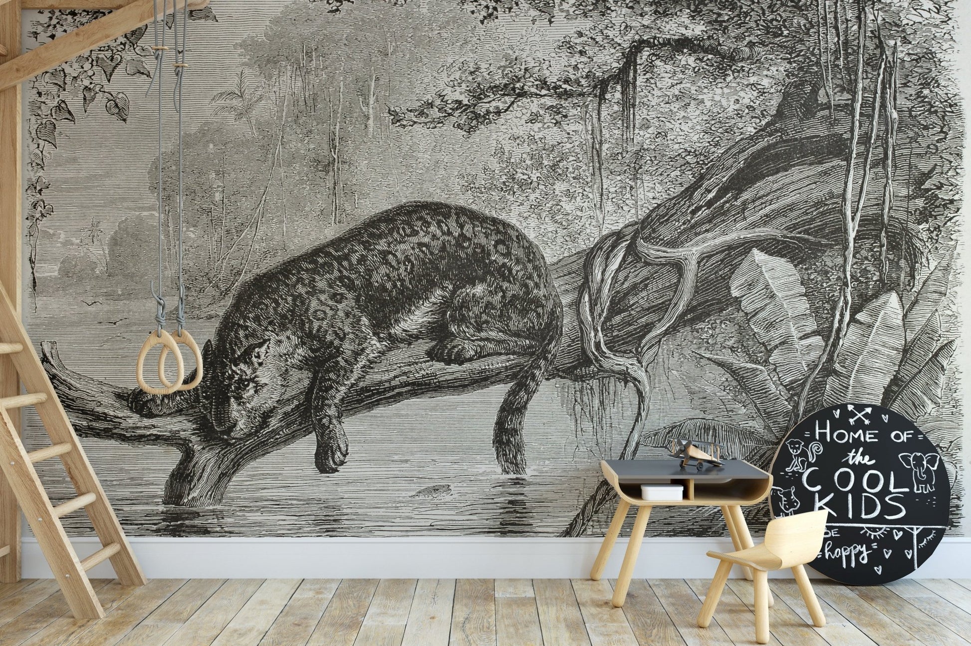 Bold Black Leopard Print Wall Mural A556
