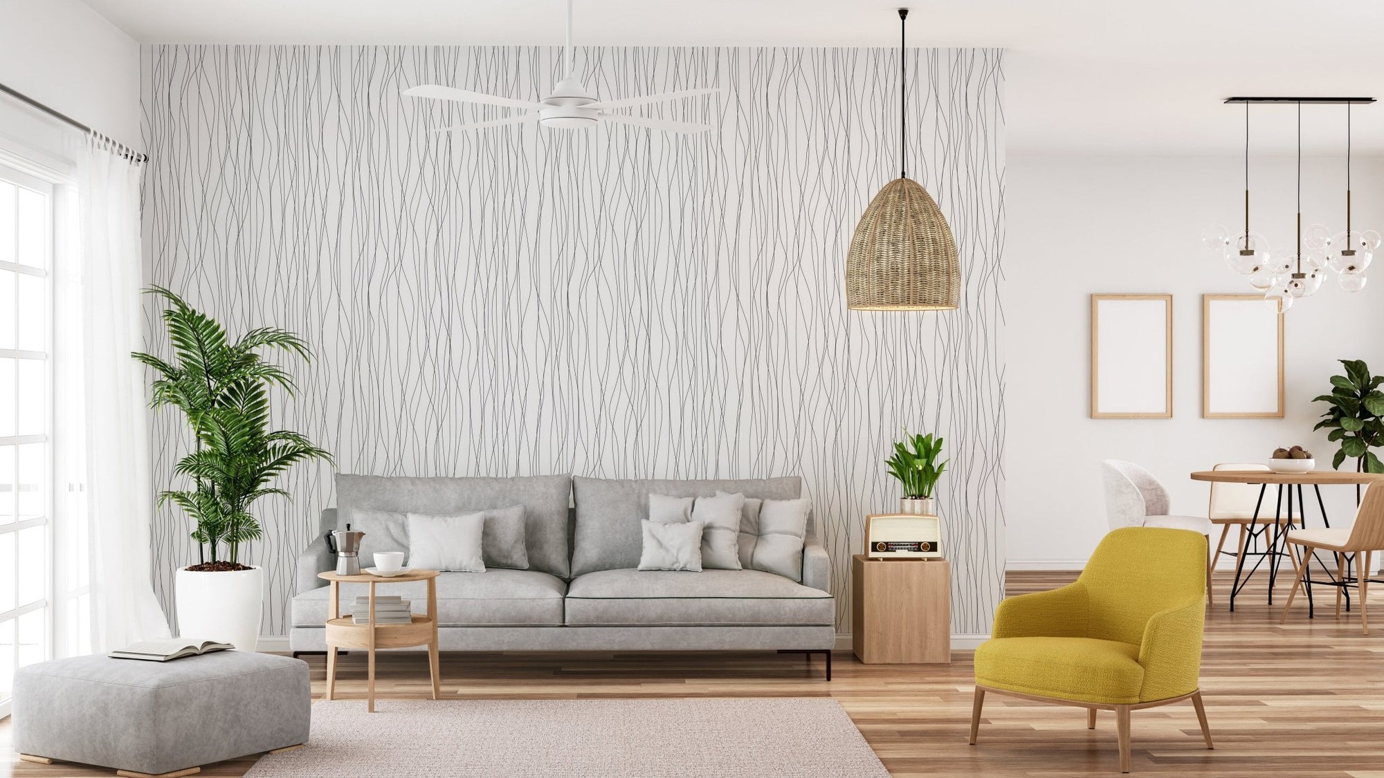 Abstract wallpaper with curved black lines B050
