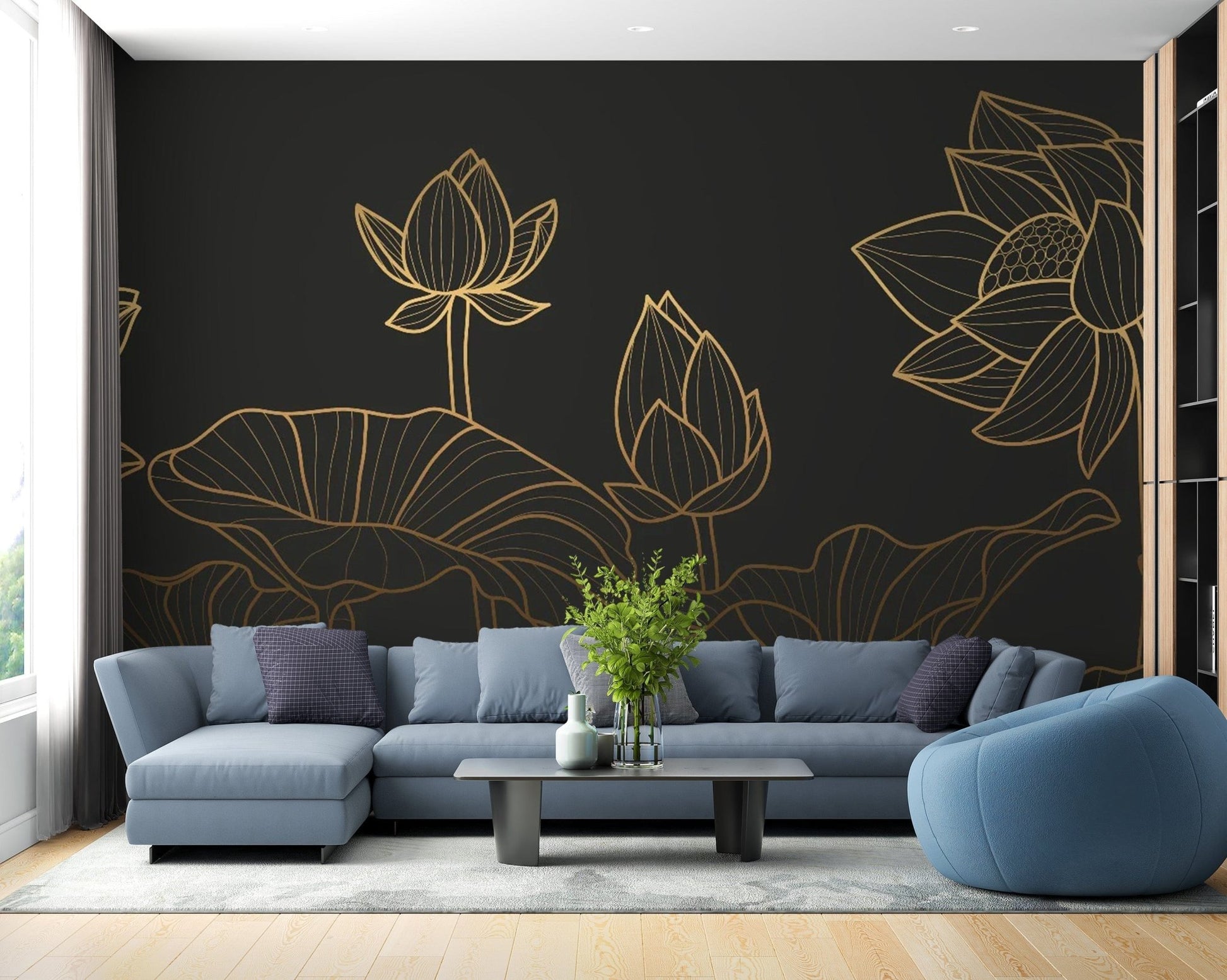 Black Lotus Luxury Wallpaper Mural - Giffywalls
