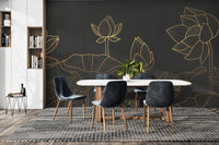Black Lotus Luxury Wallpaper Mural with bold design
