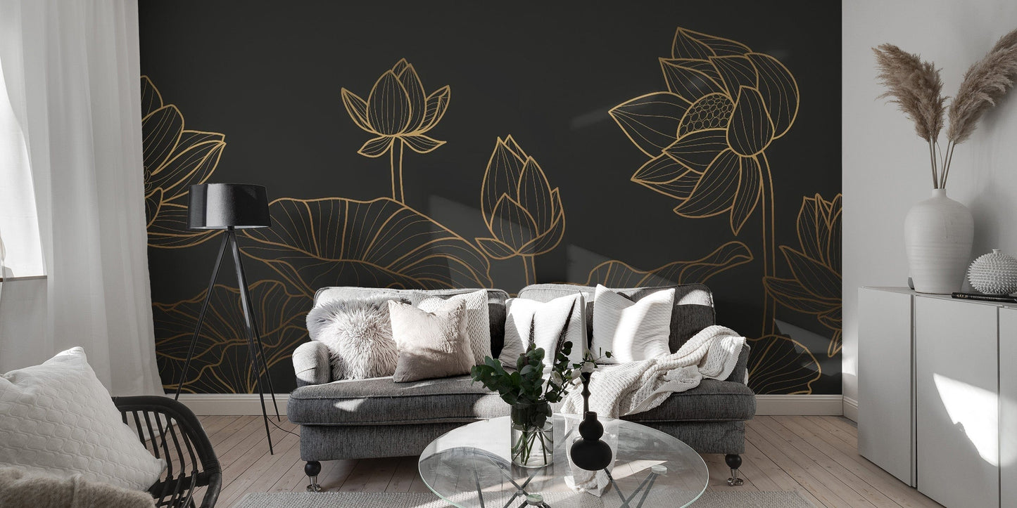 Black Lotus Luxury Wallpaper Mural - Giffywalls