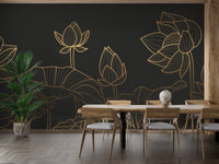 Black Lotus Luxury Wallpaper Mural for elegant rooms
