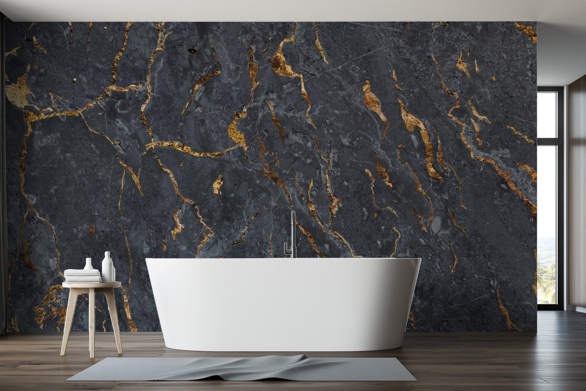 Black Marble Wallpaper Mural - Giffywalls marble-04