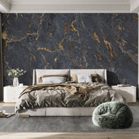 Black marble wall mural with gold accents marble-04
