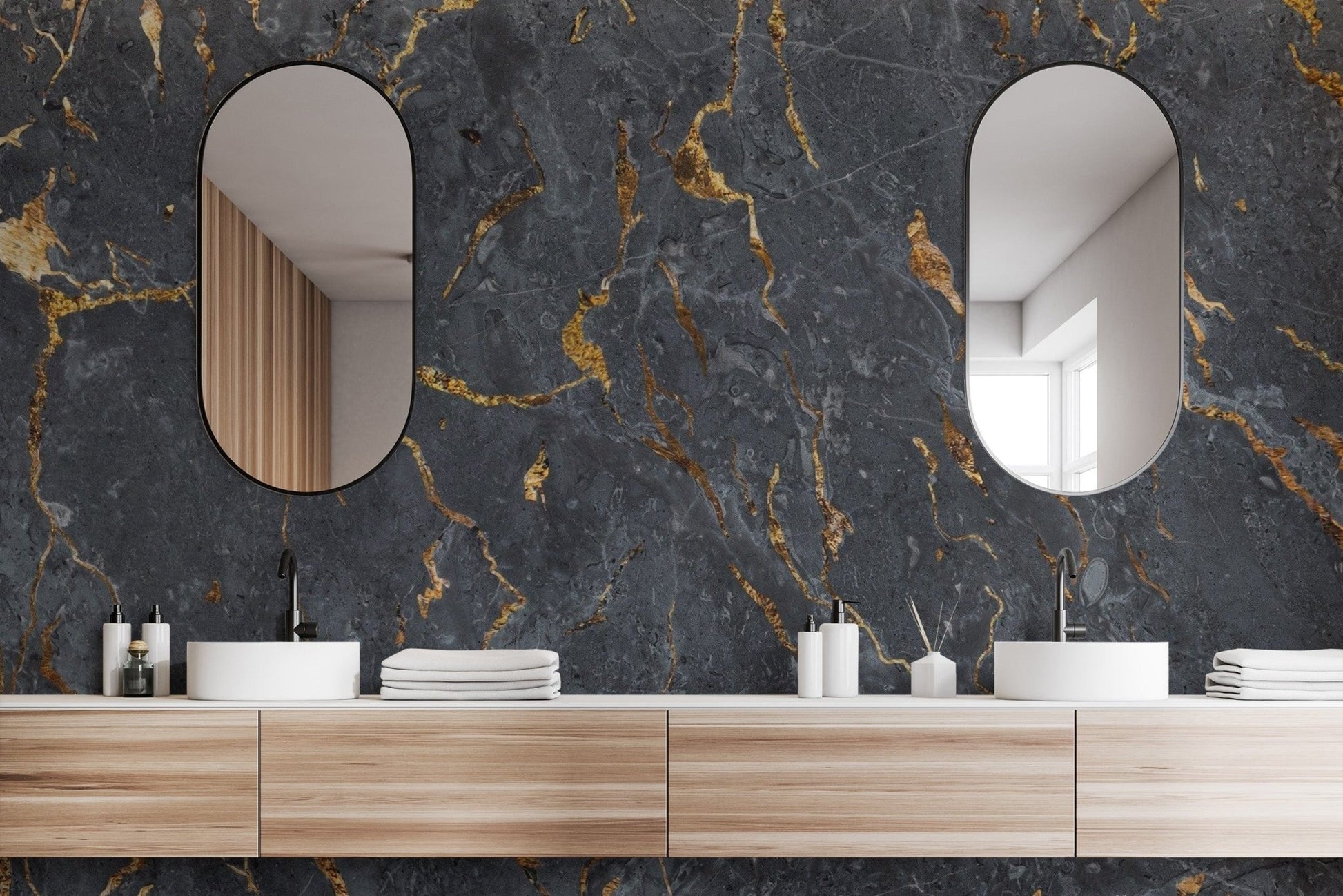Luxurious black marble wallpaper mural design marble-04
