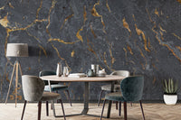 Black marble mural with golden streaks marble-04
