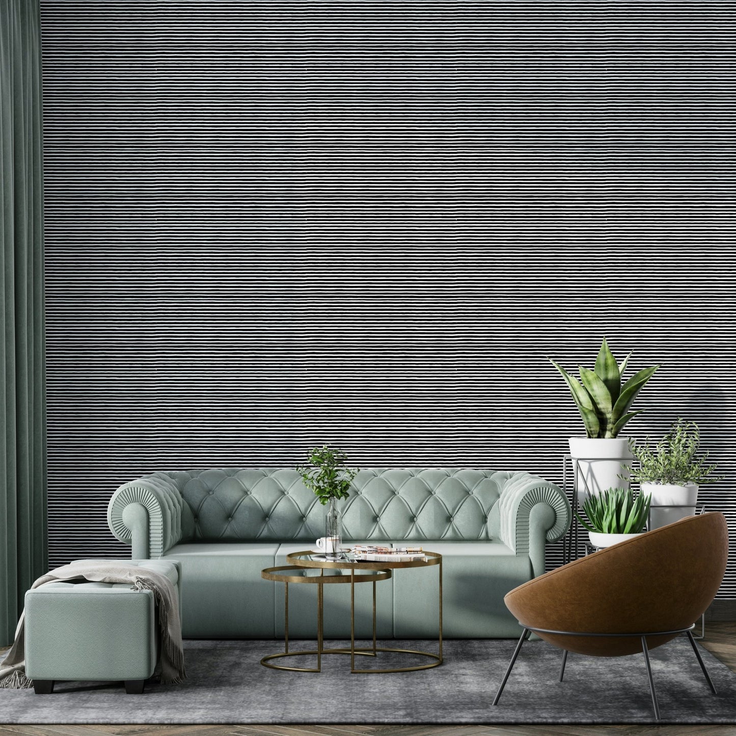 Hand-drawn stripe mural wallpaper

