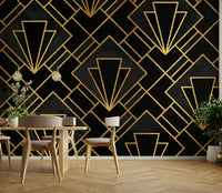 Black Night Art Deco Wall Mural for Modern Spaces, GD1794