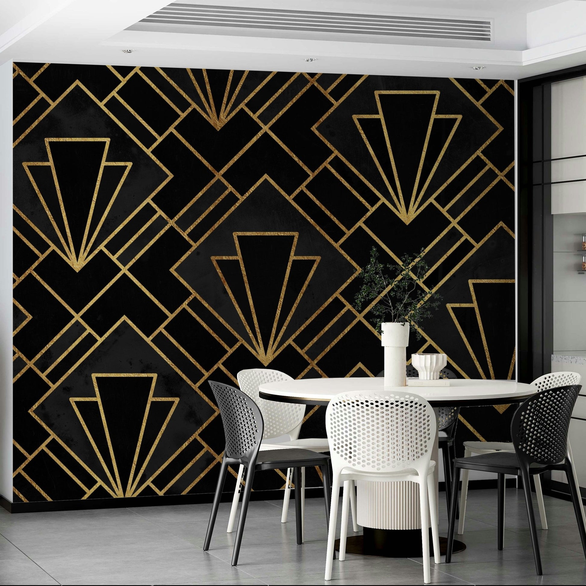 Art Deco Black Night Mural for Sophisticated Interiors, GD1794