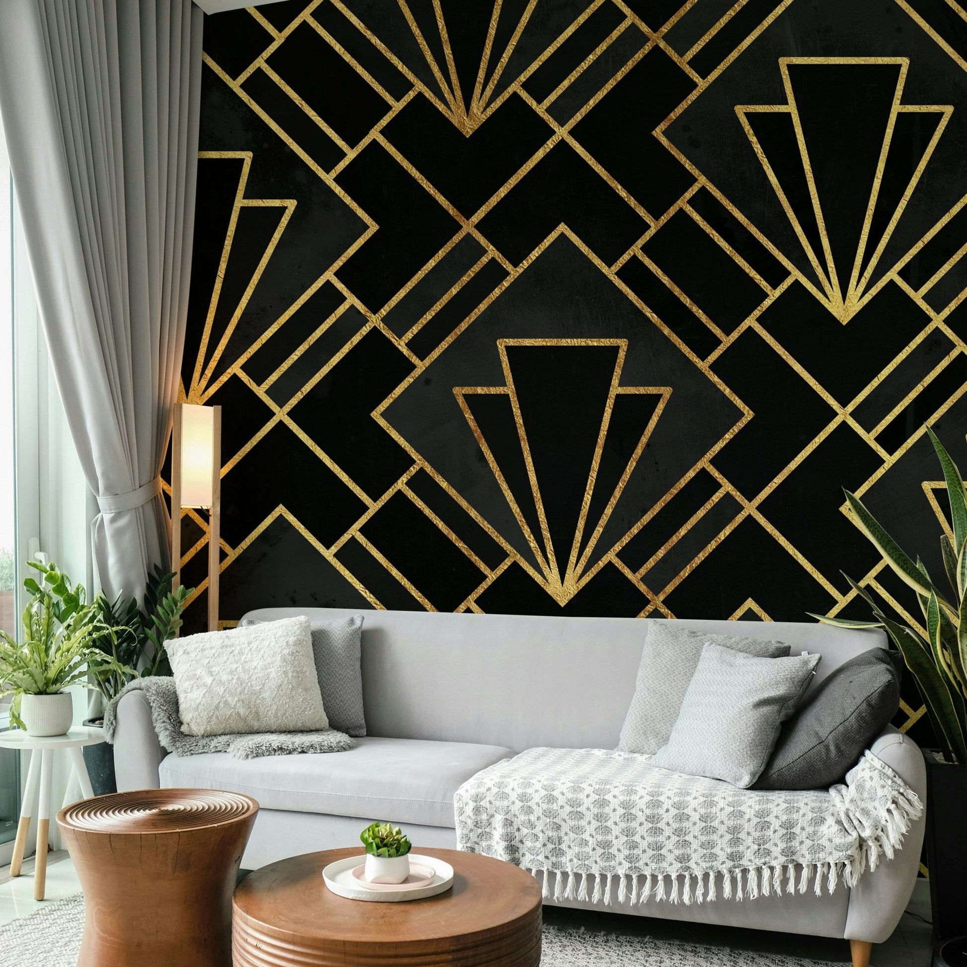 Black Night Art Deco Mural for Contemporary Interiors, GD1794