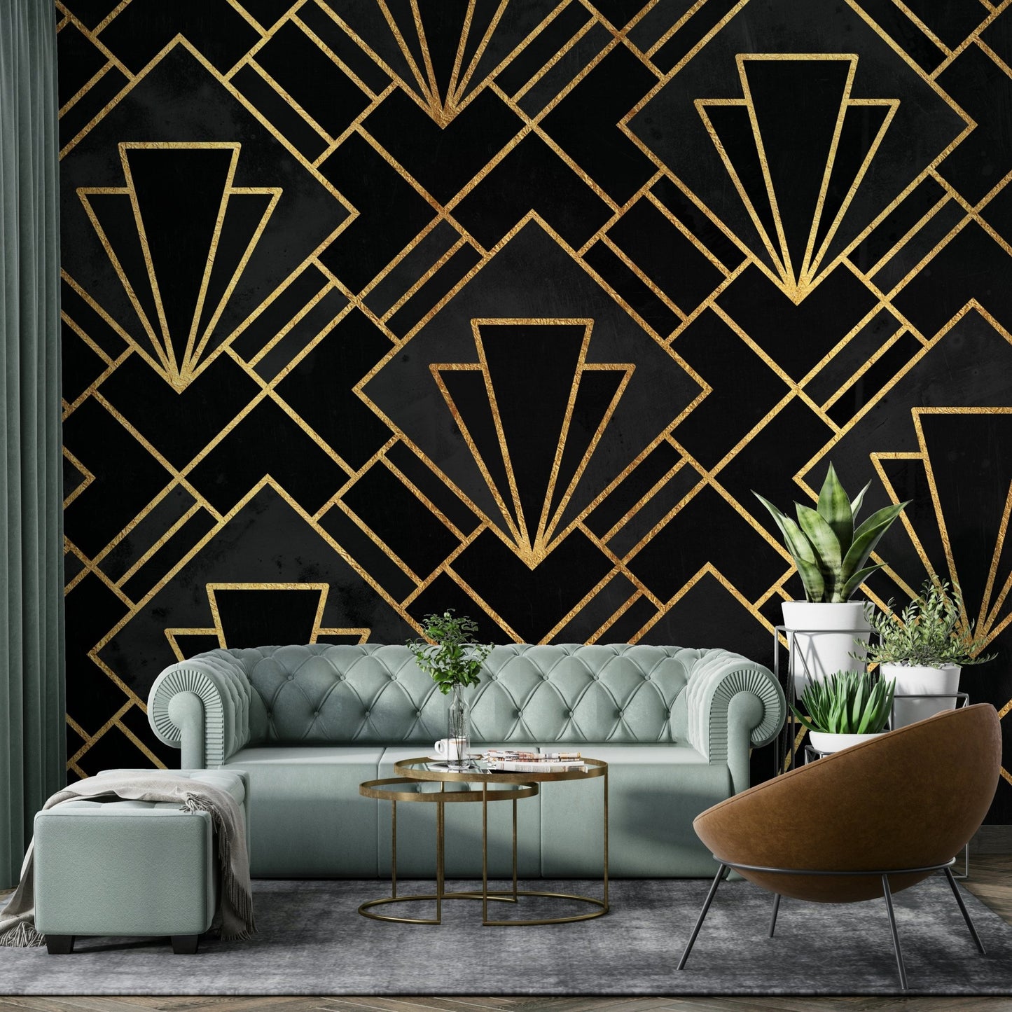 Sophisticated Black Night Art Deco Design for Walls, GD1794