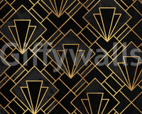 Luxe Black Night Art Deco Mosaic Mural for Walls, GD1794
