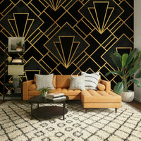 Chic Black Night Mosaic Art Deco Mural Wallpaper, GD1794