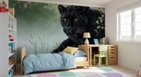 Kids bedroom with Black Panther Calm Wall Mural and a playful cozy setting