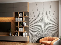 Sun rays in striking black wall mural for modern homes

