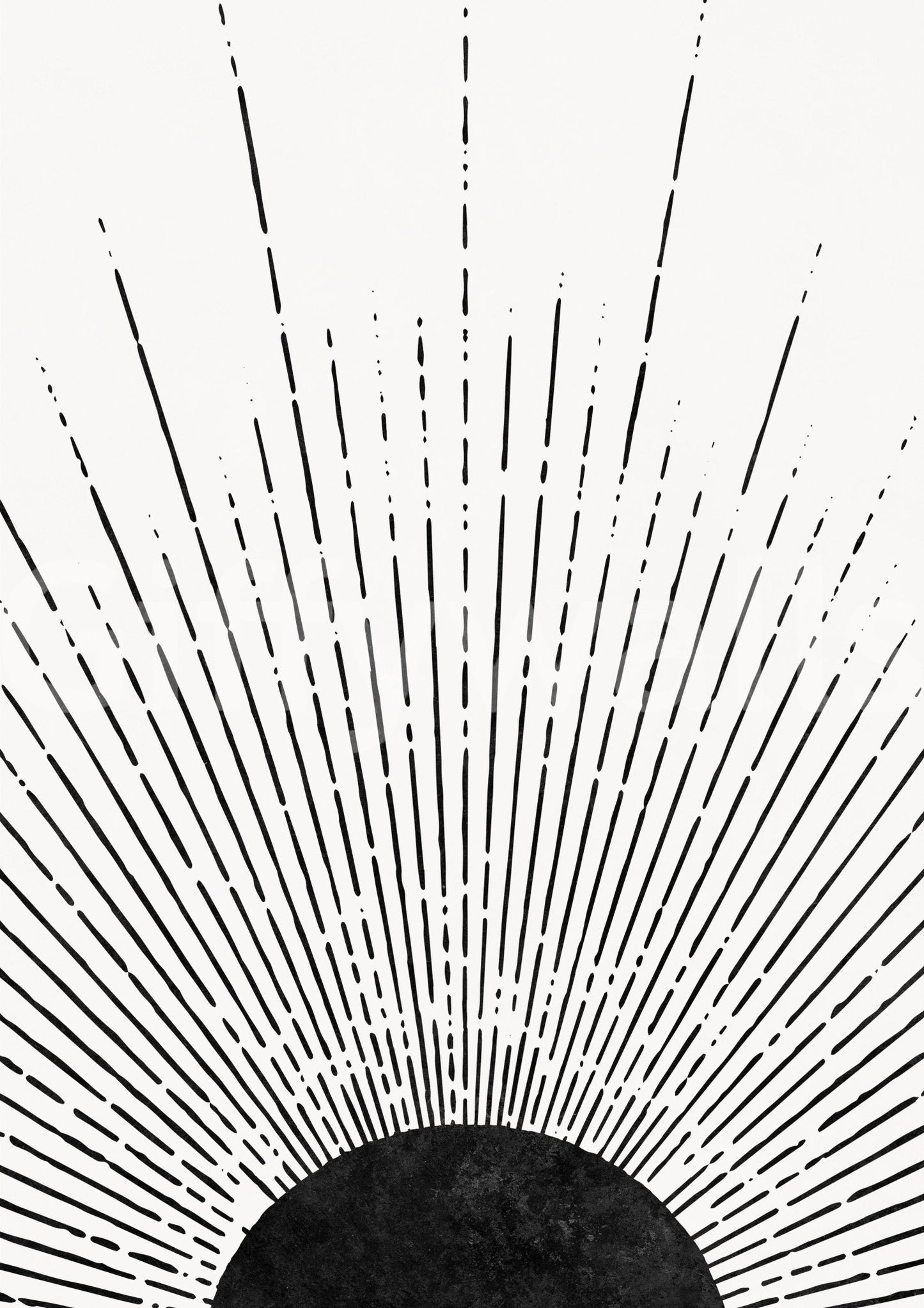 Abstract black sun rays design on a dark background wall