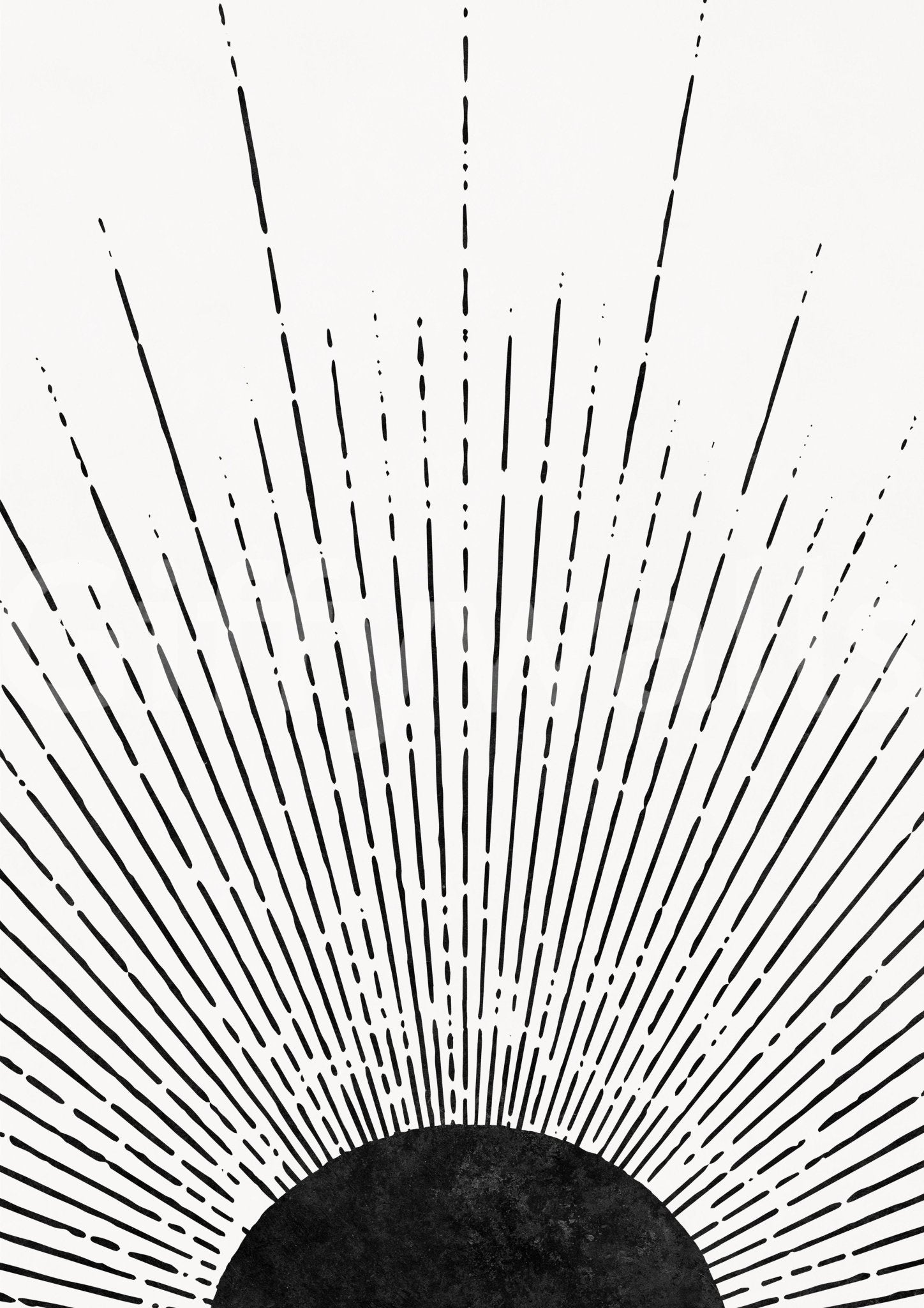 Abstract black sun rays design on a dark background wall