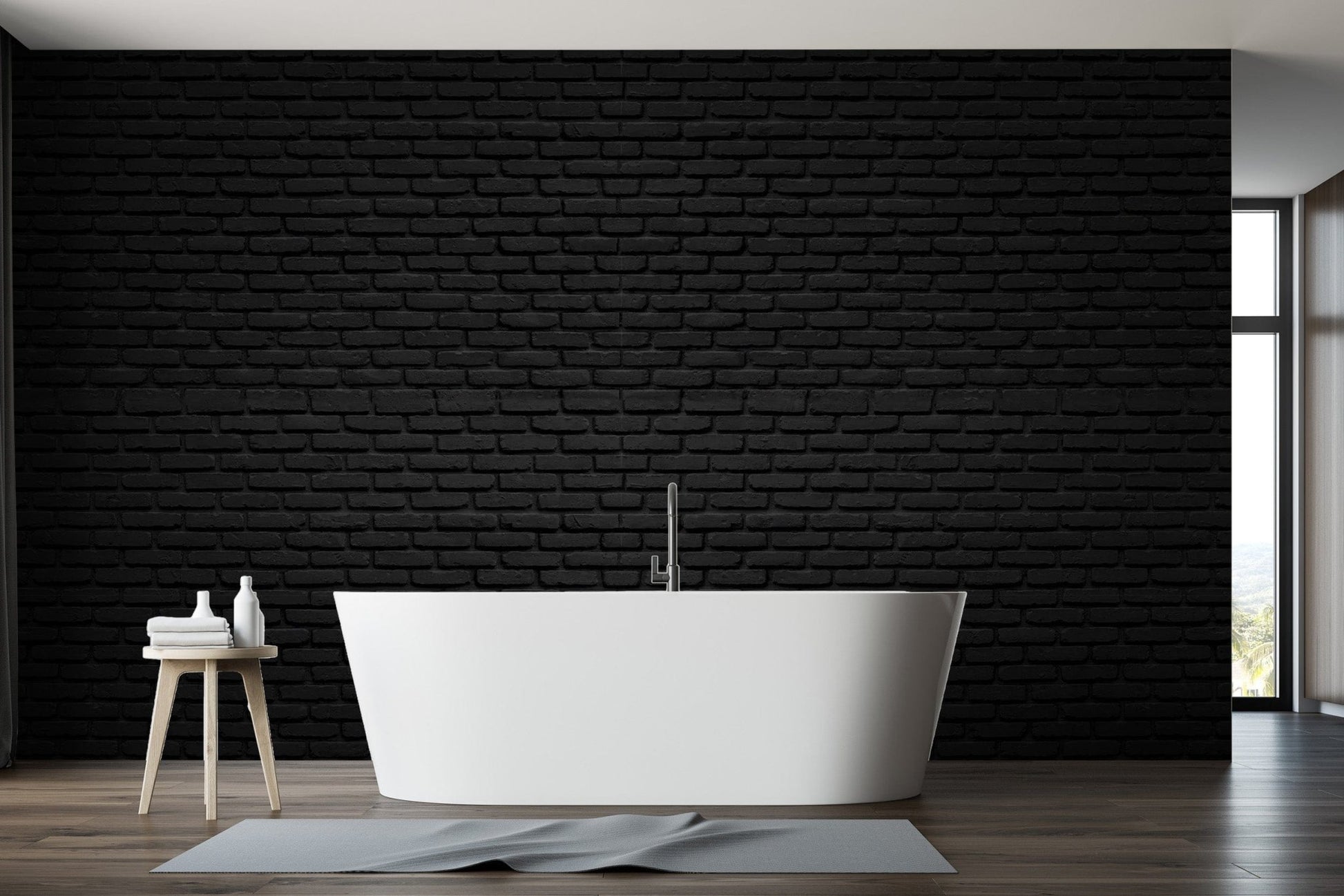 Urban-style black brick mural for contemporary decor brick-15
