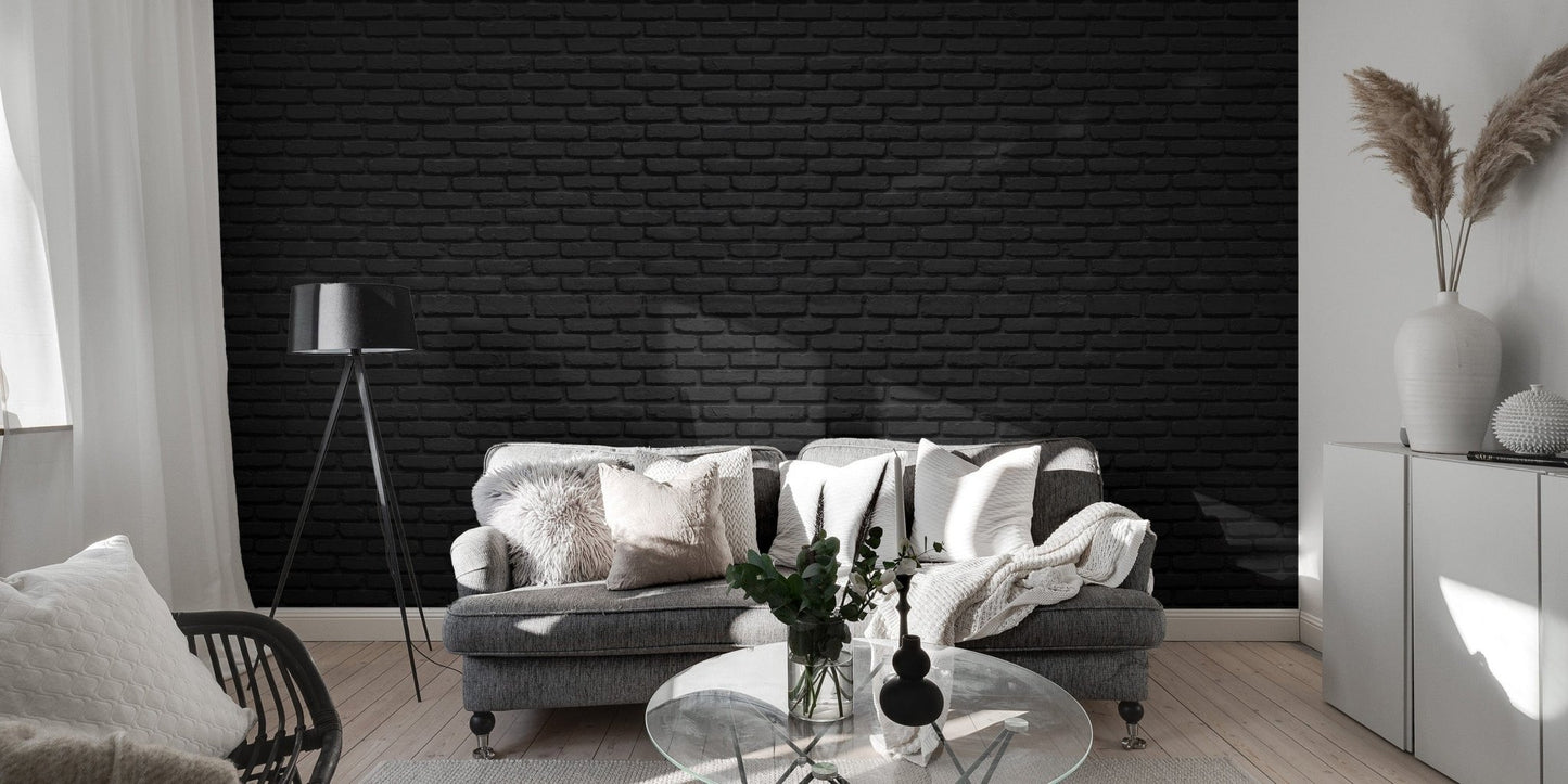 Chic black brick wallpaper accent for living rooms brick-15

