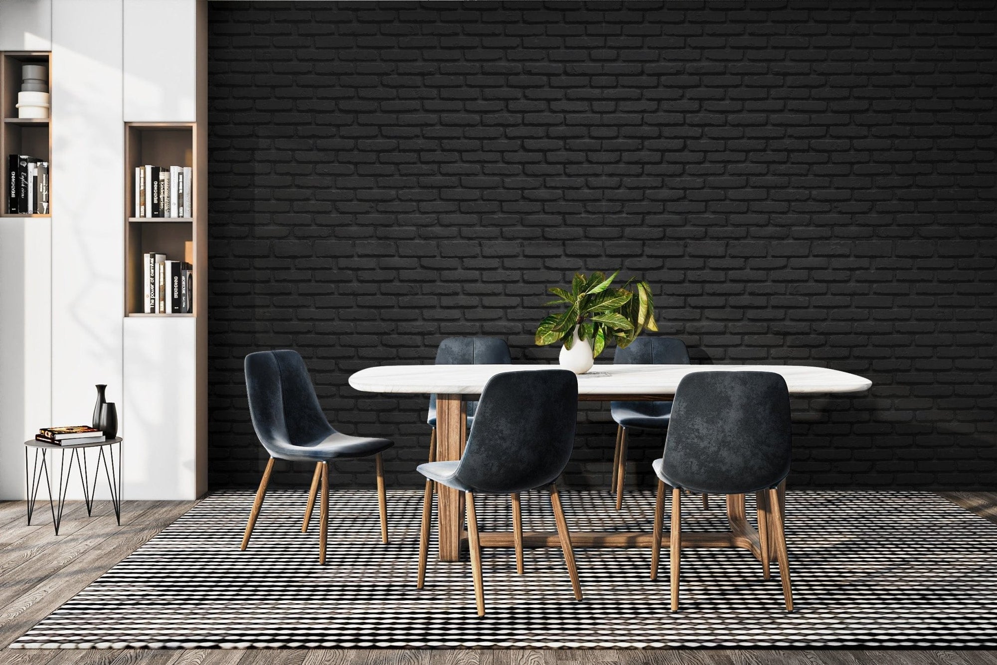 Bold black brick wallpaper accent for modern office walls brick-15
