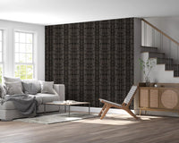 Deep black ground frames pebble-like forms across the Textured Abstract wallpaperGD9556