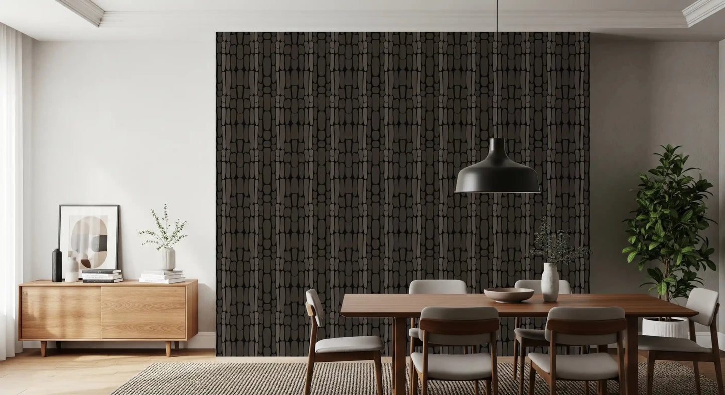Vertical columns of rounded stone shapes stack across this Black Textured wallpaperGD9556