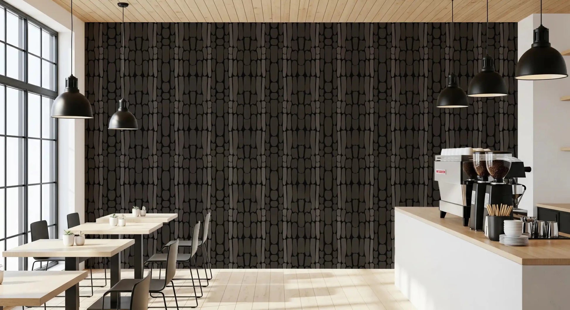 Café-dining edges deeper with this Black Textured Stone Abstract wallpaper
GD9556