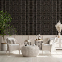 Living room reads earthy and modern next to this textured abstract wallpaper
GD9556