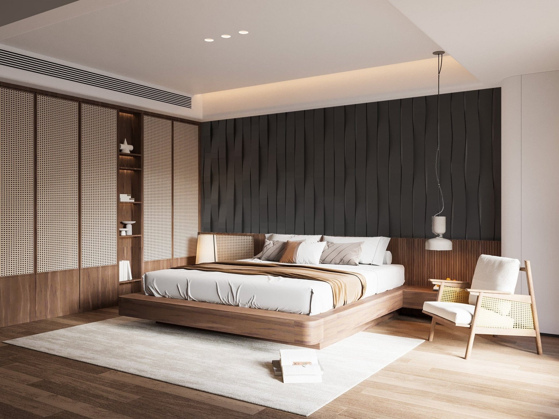 Modern black tile effect wall mural for rooms
