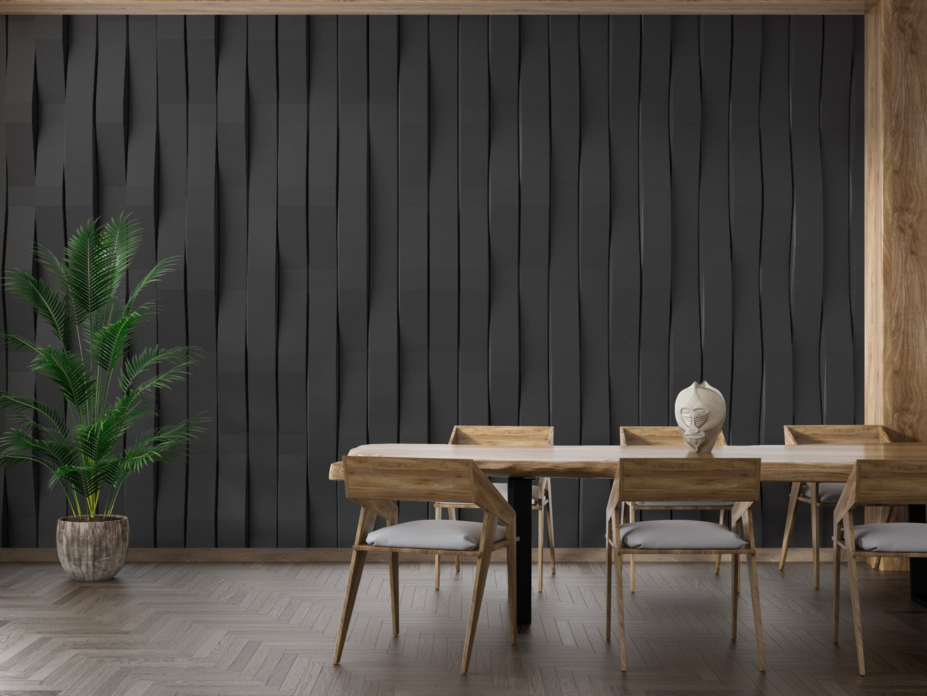Black tiled wallpaper mural for modern interiors
